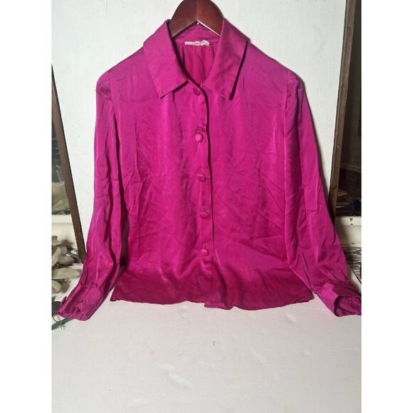 Vintage Saint Laurent Rive Gauche Blouse Top Career Silk Pink 34.     V - Picture 1 of 6